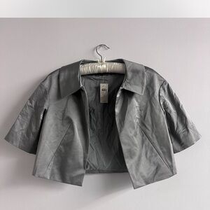 Ann Taylor Factory Metallic Gray Cropped Blazer